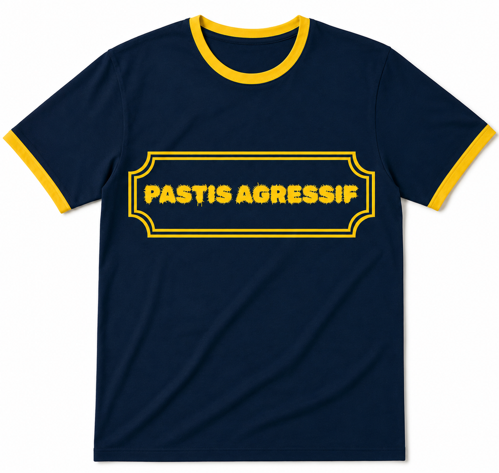 Tee-shirt manches courtes à bords contrastés logo "Pastis Agressif"