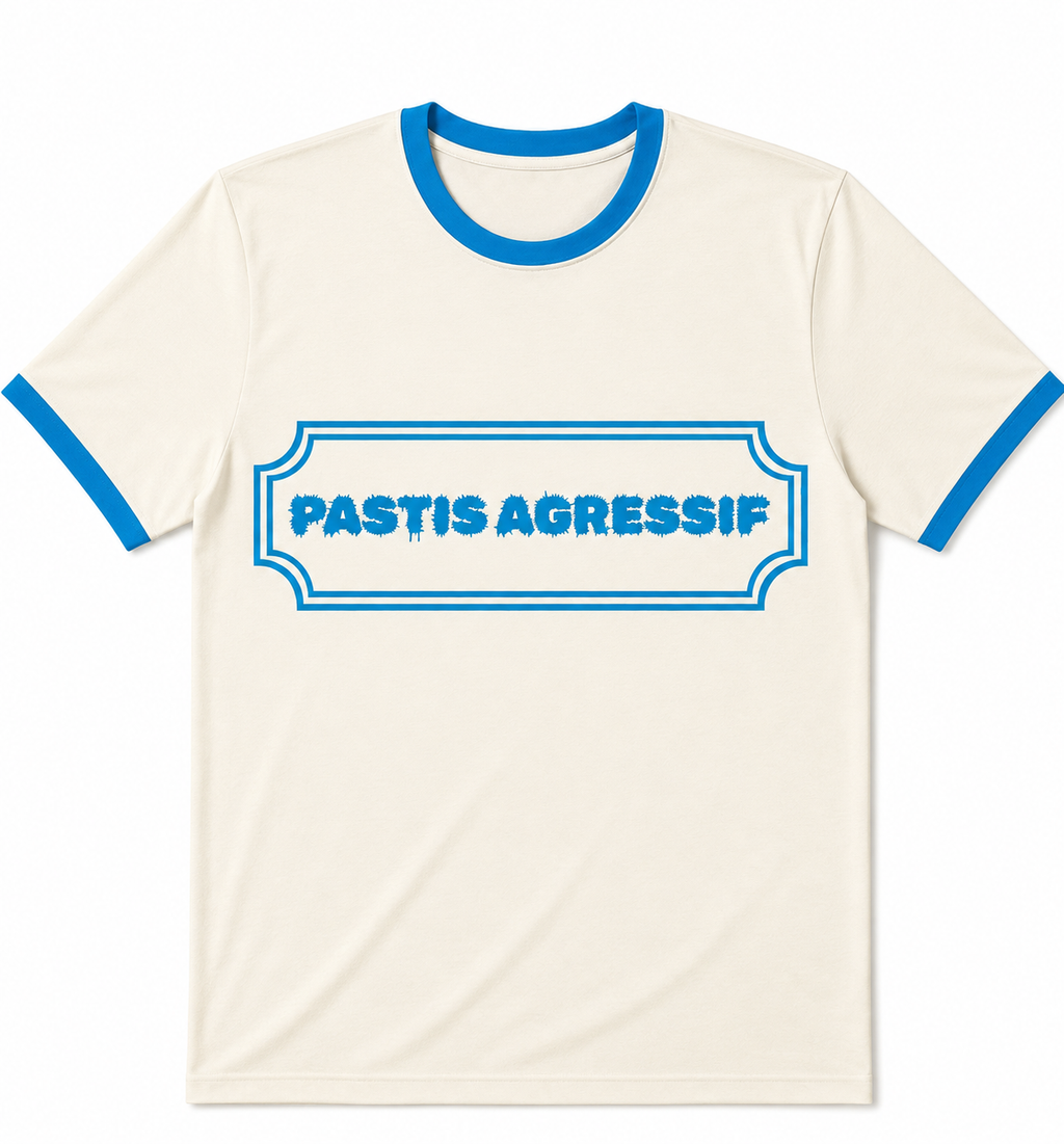 Tee-shirt manches courtes à bords contrastés logo "Pastis Agressif"