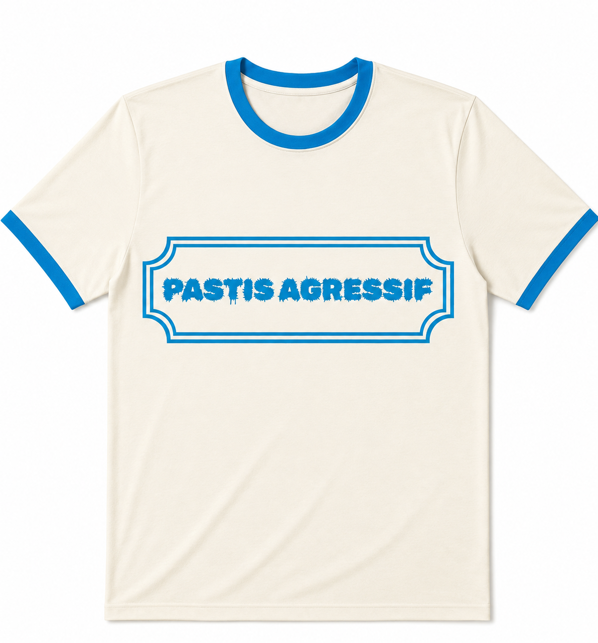 Tee-shirt manches courtes à bords contrastés logo "Pastis Agressif"