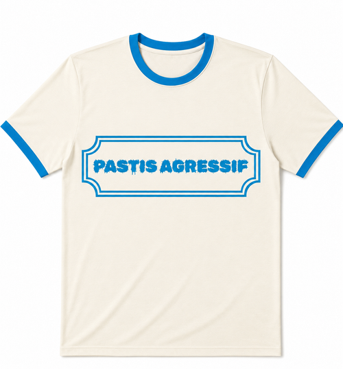 Tee-shirt manches courtes à bords contrastés logo "Pastis Agressif"