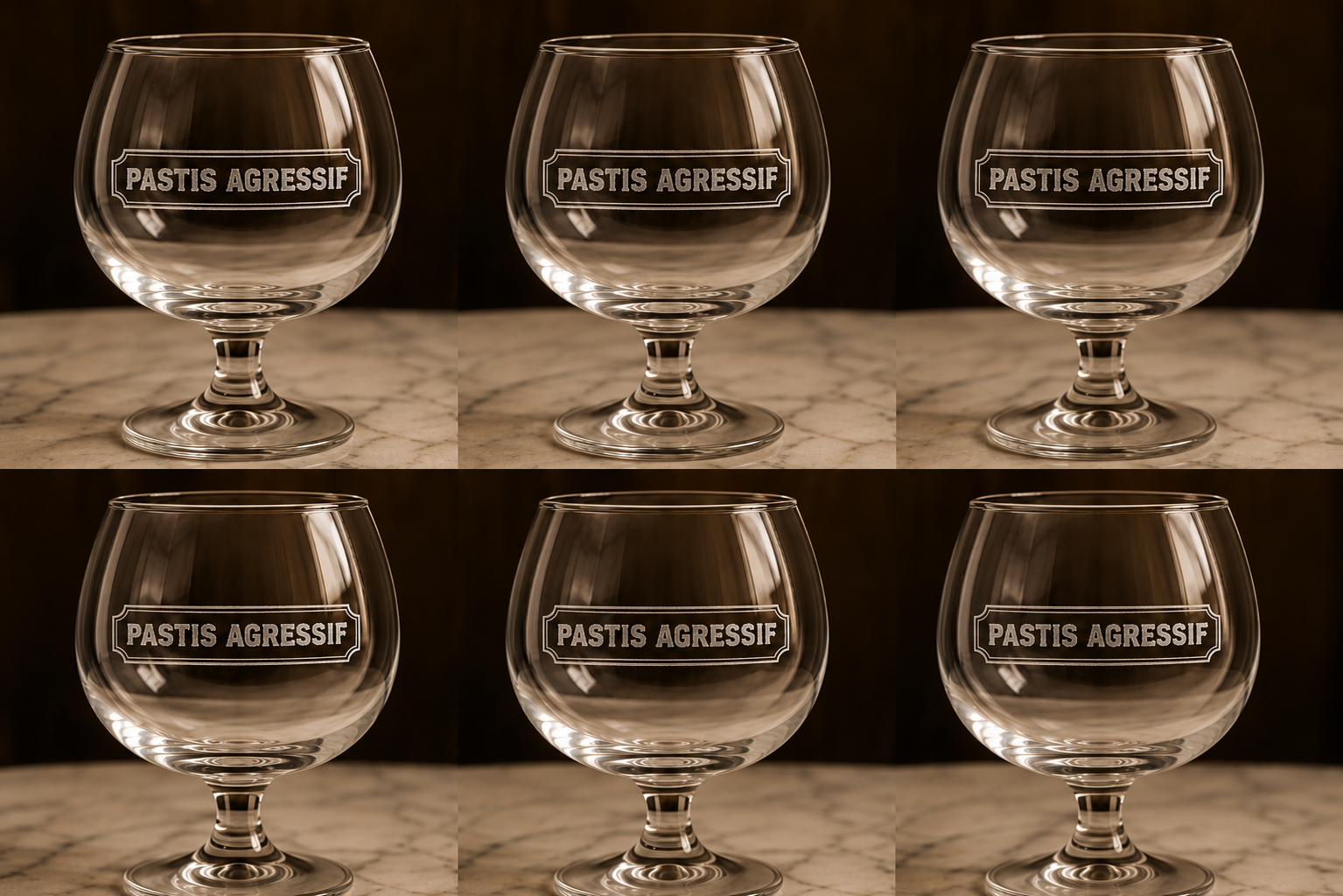 Lot de 6 verres ballons logo "Pastis Agressif"