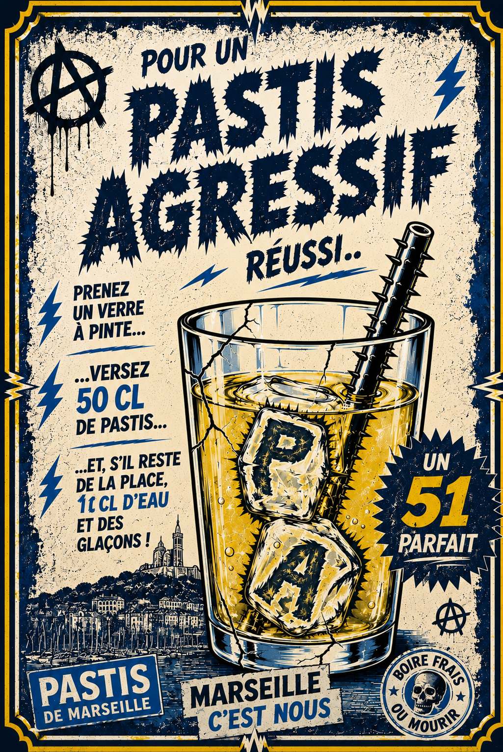 Affiche poster recette "Pastis Agressif"