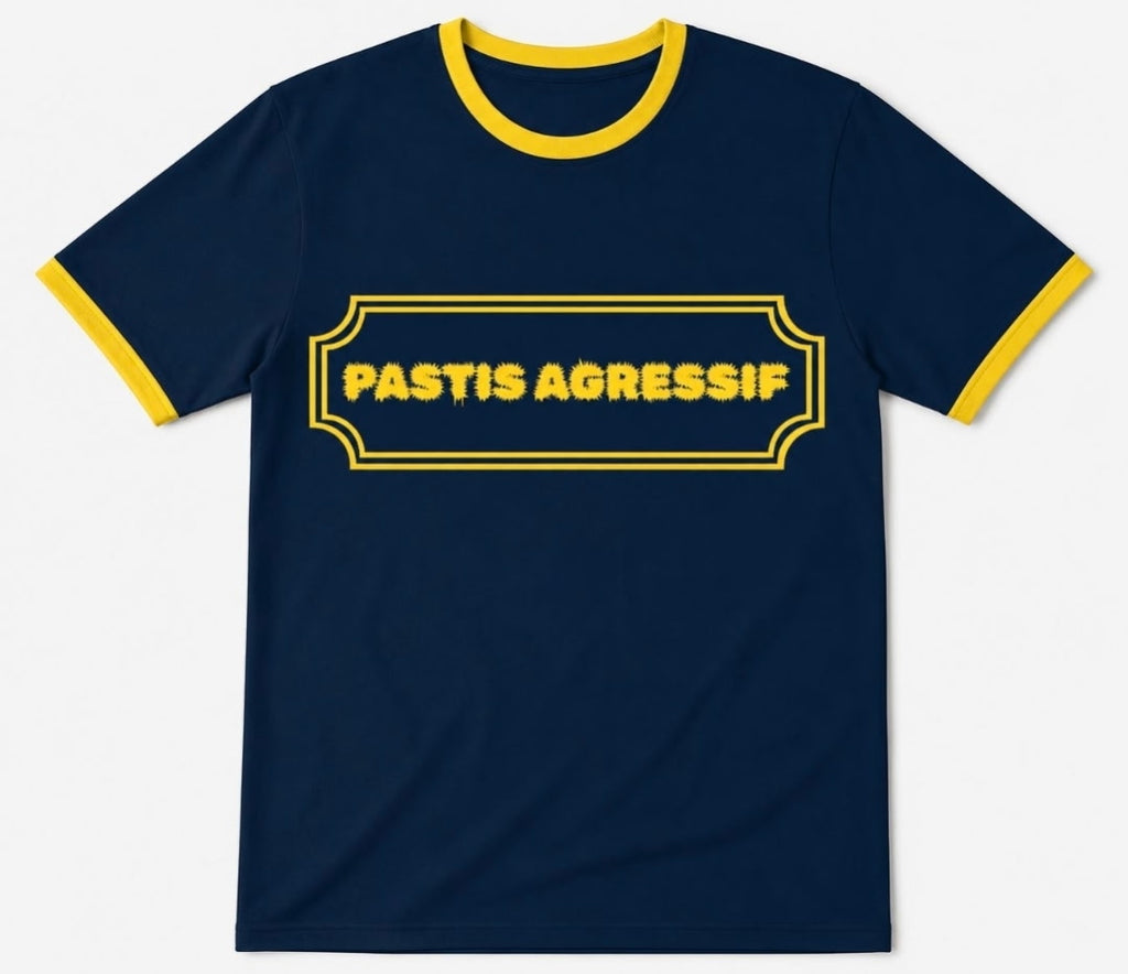 Tee-shirt manches courtes à bords contrastés logo "Pastis Agressif"