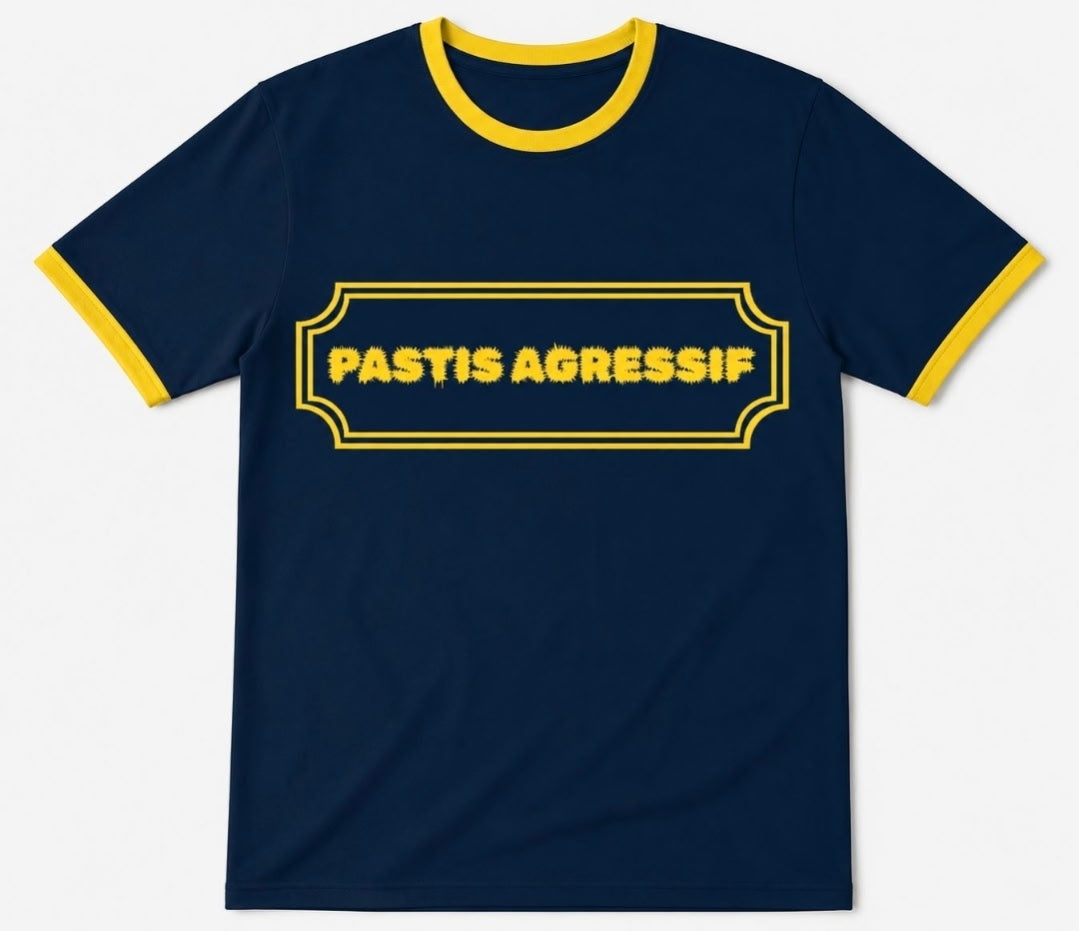 Tee-shirt manches courtes à bords contrastés logo "Pastis Agressif"