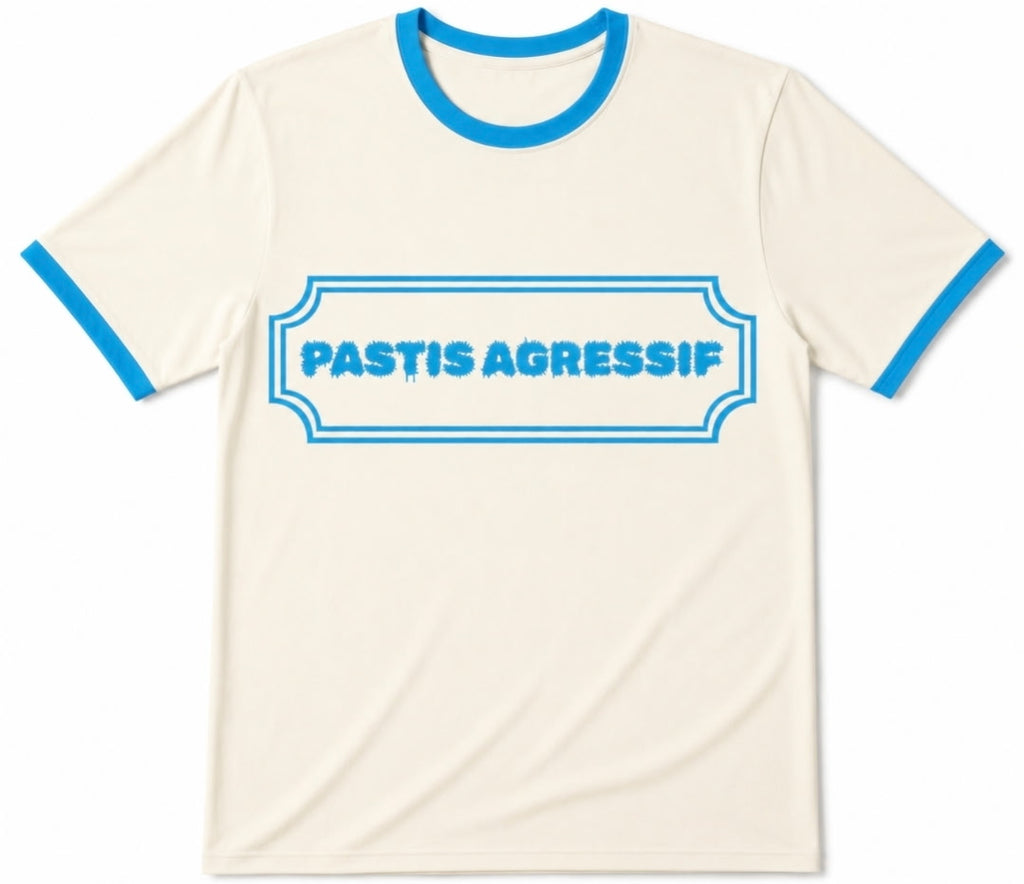 Tee-shirt manches courtes à bords contrastés logo "Pastis Agressif"
