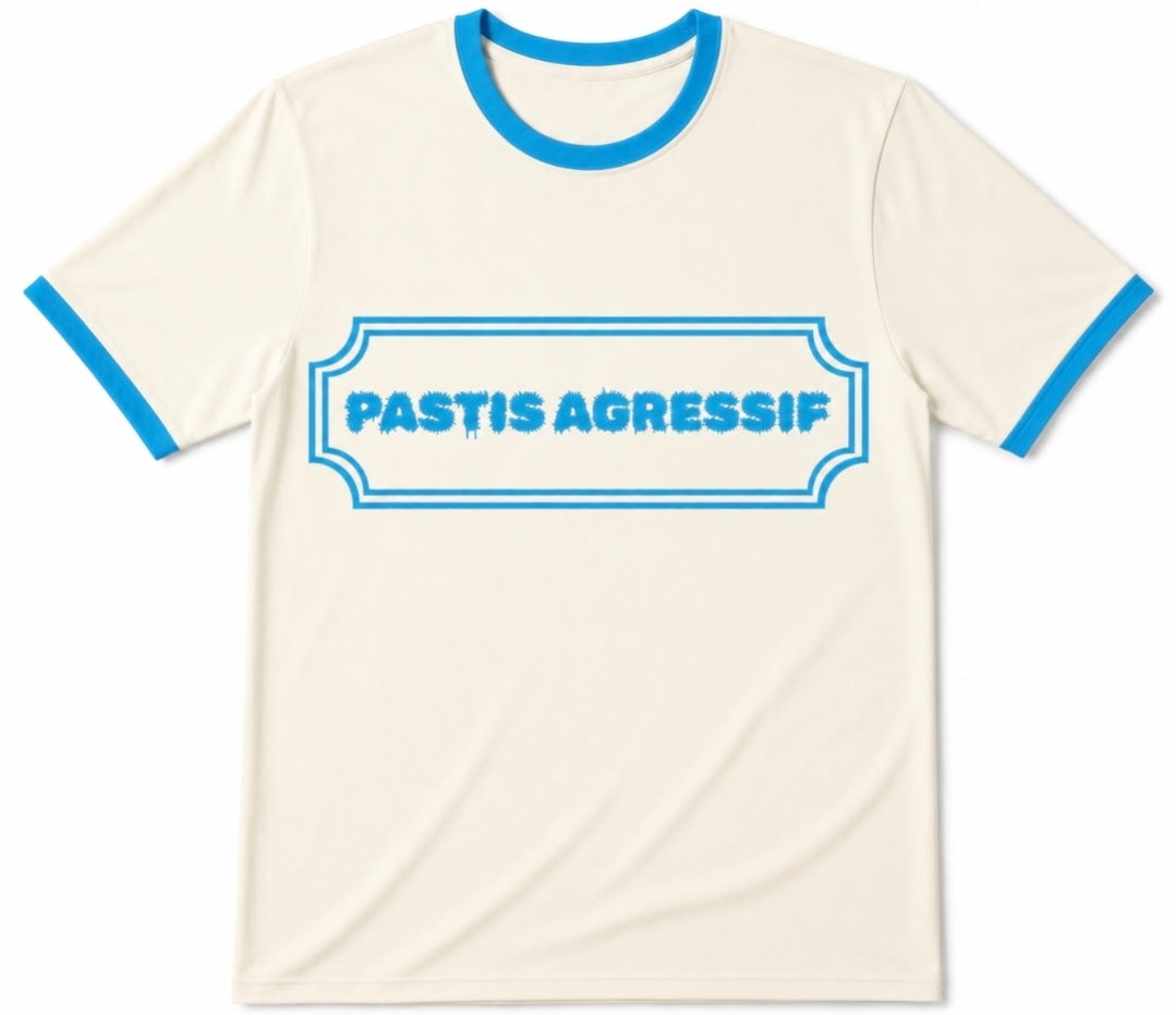 Tee-shirt manches courtes à bords contrastés logo "Pastis Agressif"